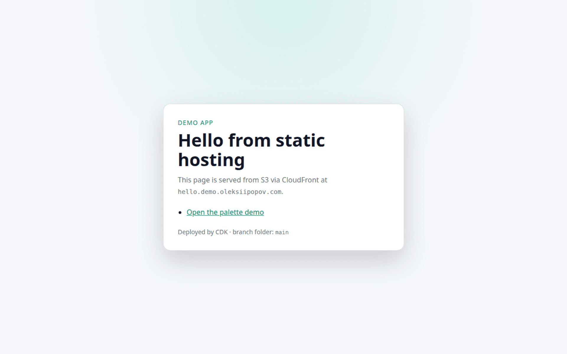 Hello demo app — bundled sample