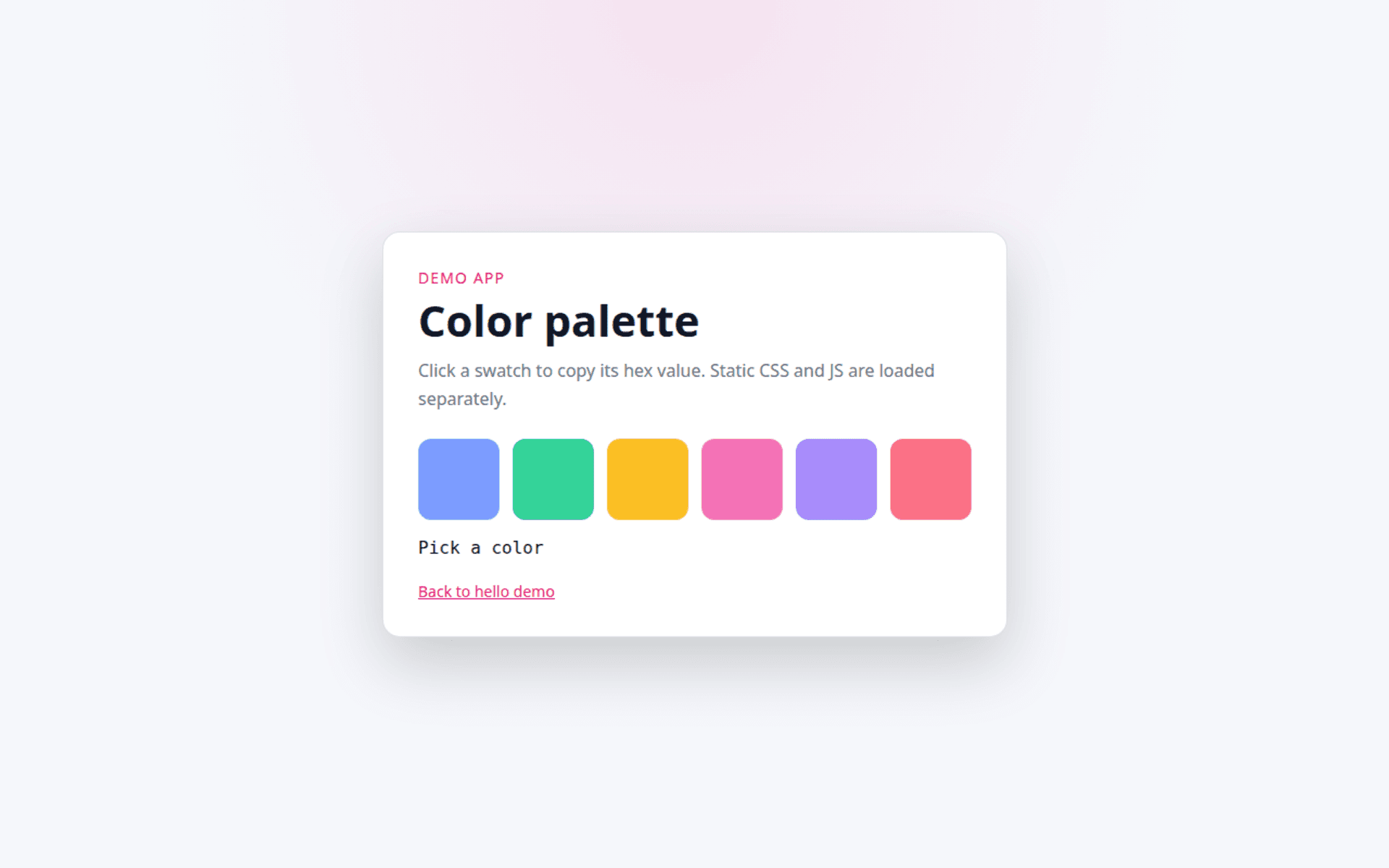 Palette demo app — bundled sample with JS