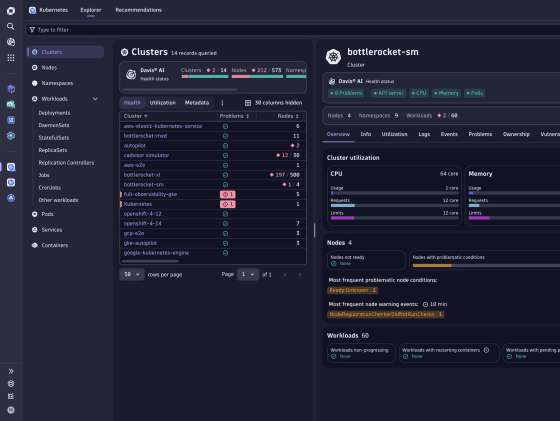 Kubernetes observability web application