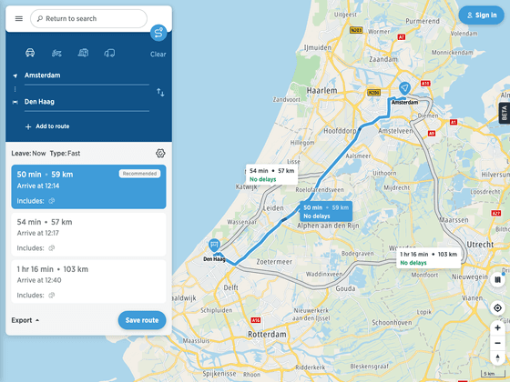 Route planner web application