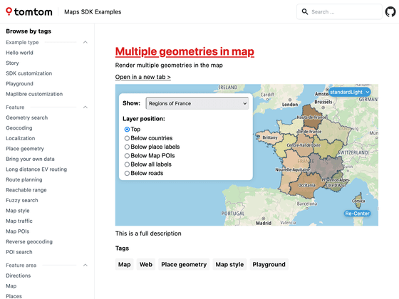 Web SDK demo catalog